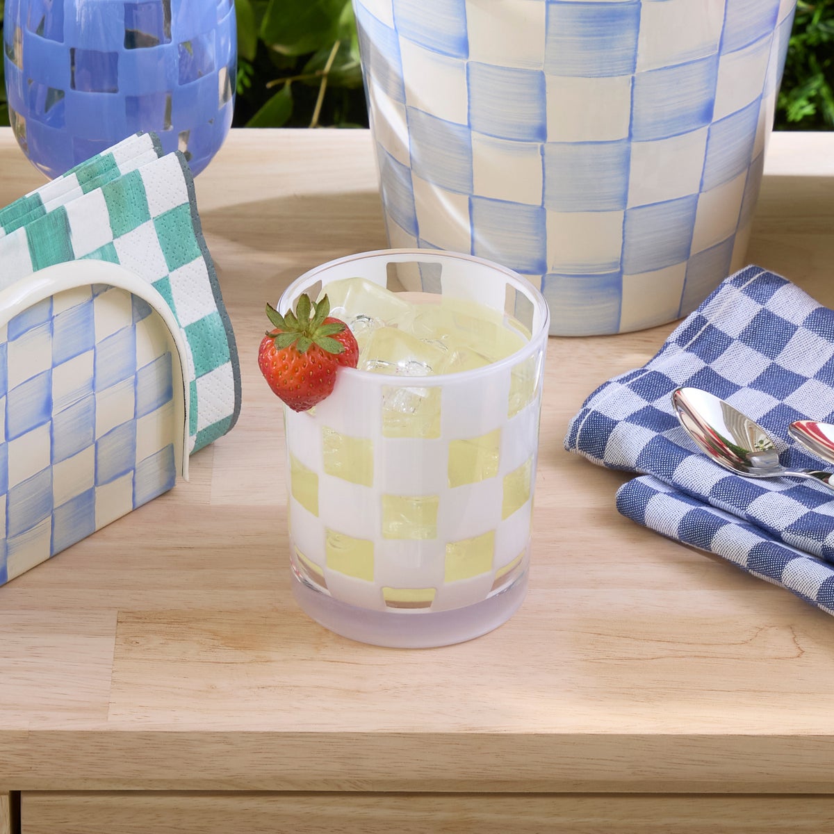 White Check Acrylic Tumblers, Set of 4 - Image 4