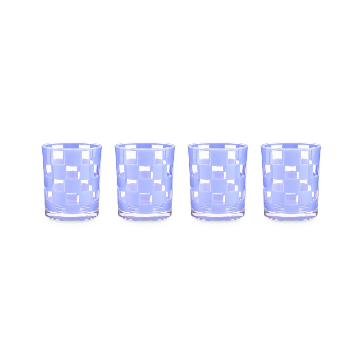 Blue Check Acrylic Tumblers, Set of 4