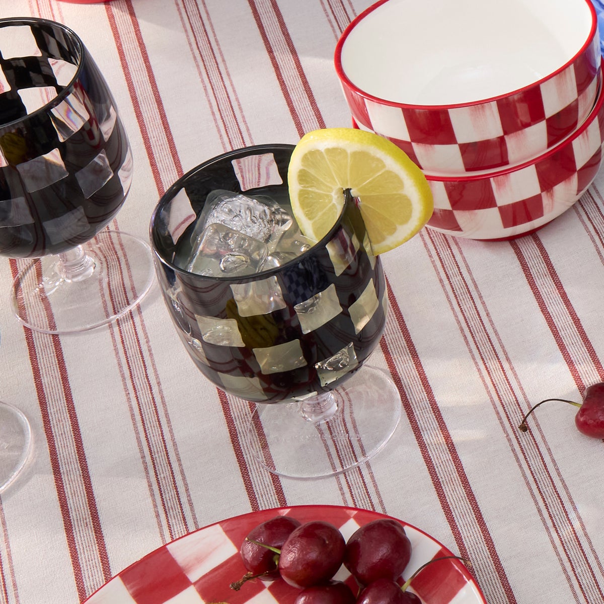 Black Check Acrylic Water Goblets, Set of 4 - Image 5