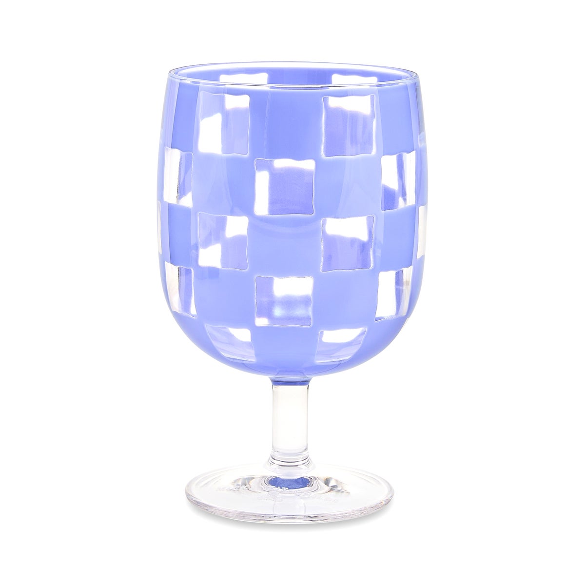Blue Check Acrylic Water Goblets, Set of 4 - Image 3