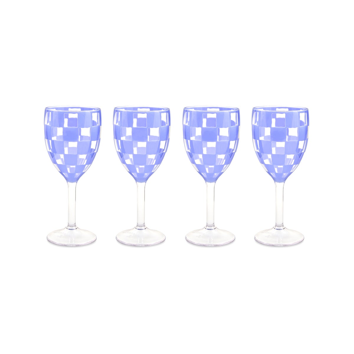 Blue Check Acrylic Wine Goblets, Set of 4 - Image 3