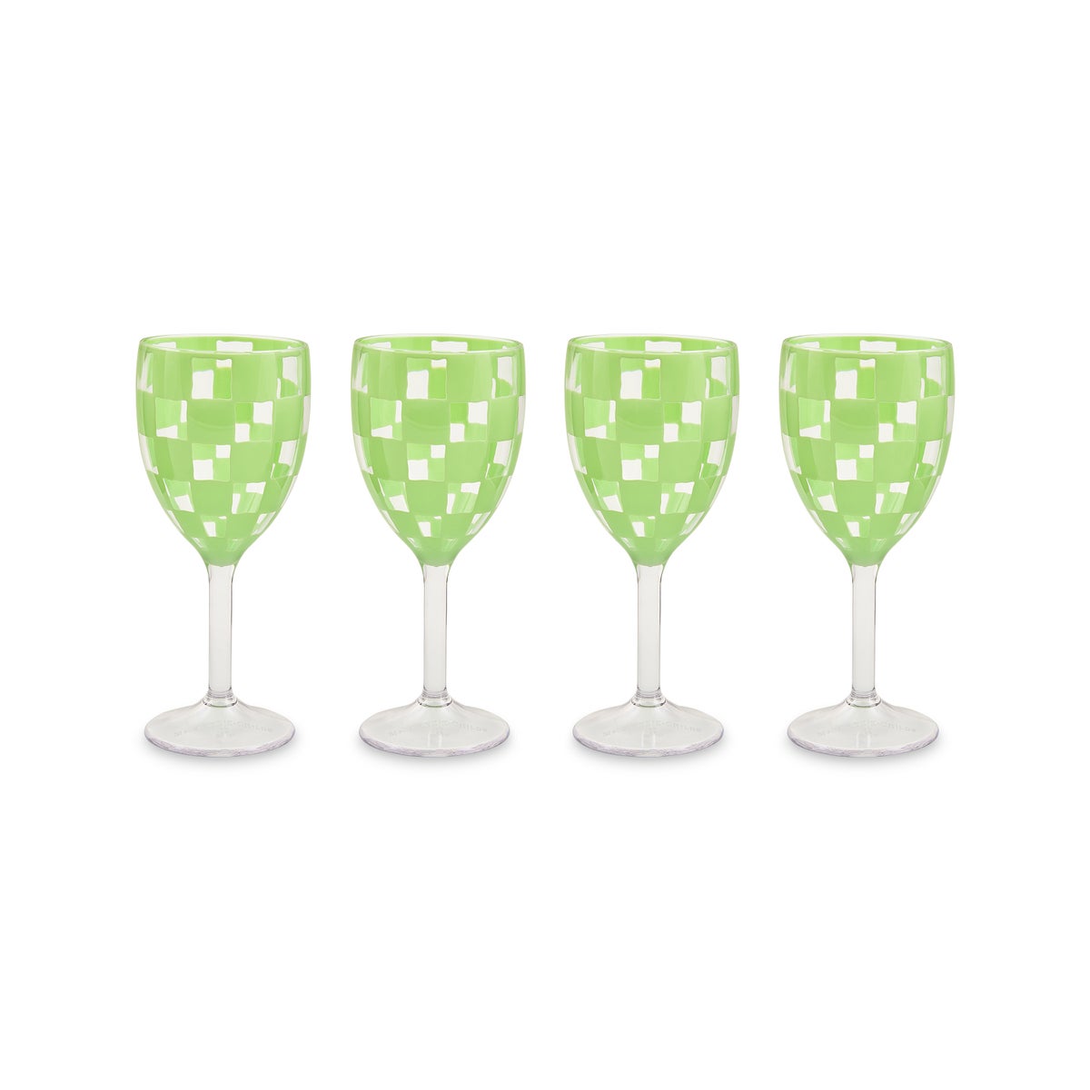 Green Check Acrylic Wine Goblets, Set of 4 - Image 3