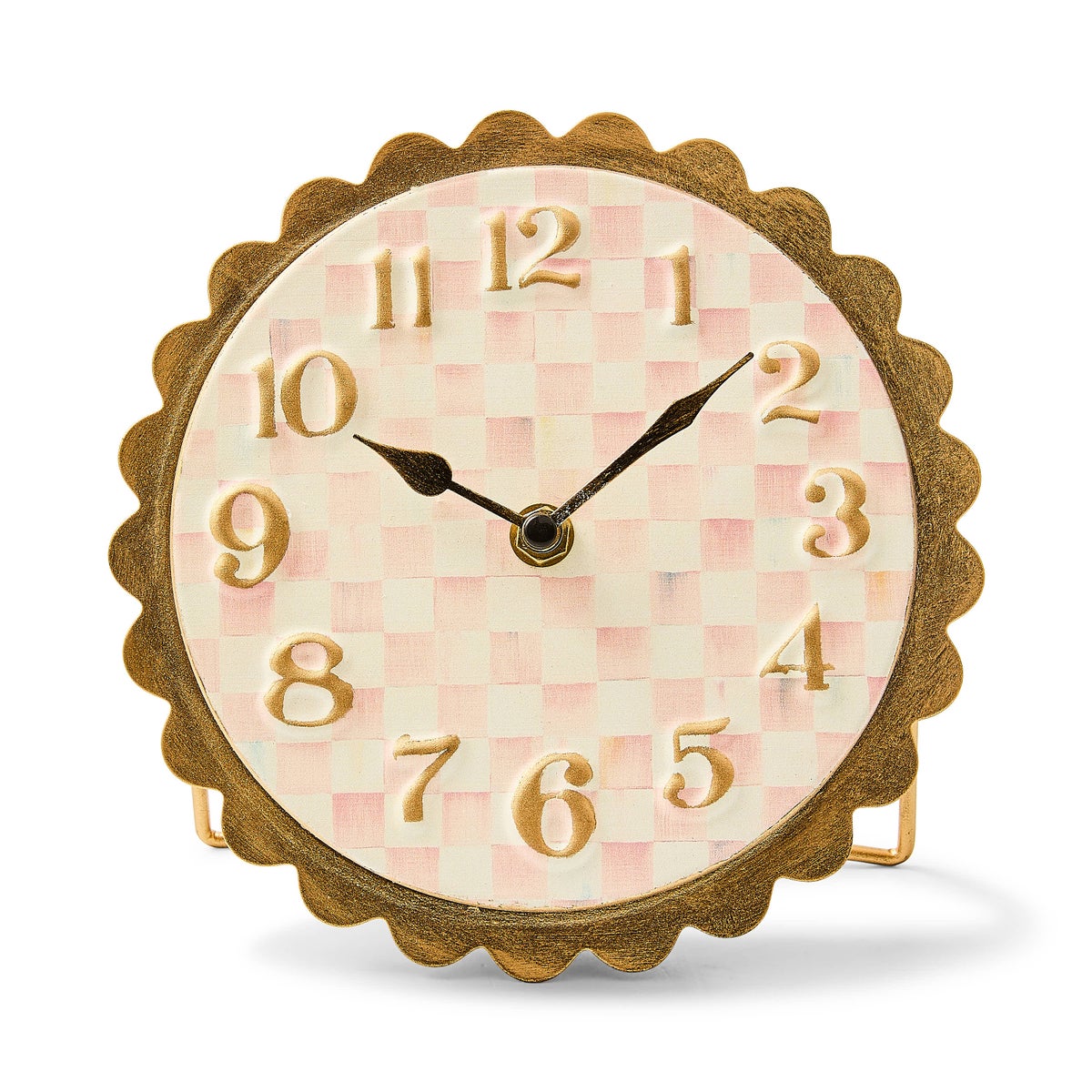Rosy Check Scalloped Desk Clock