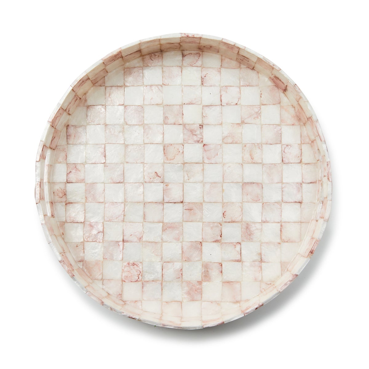 Rosy Check Capiz Round Tray - Image 3