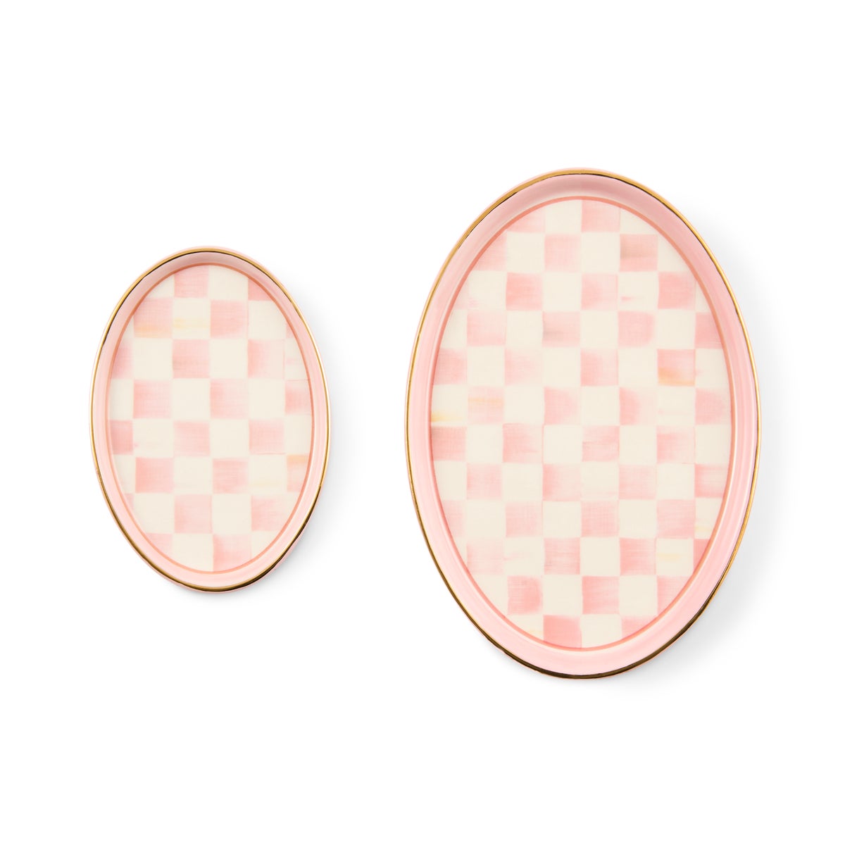 Rosy Check Oval Trinket Dishes, Set of 2
