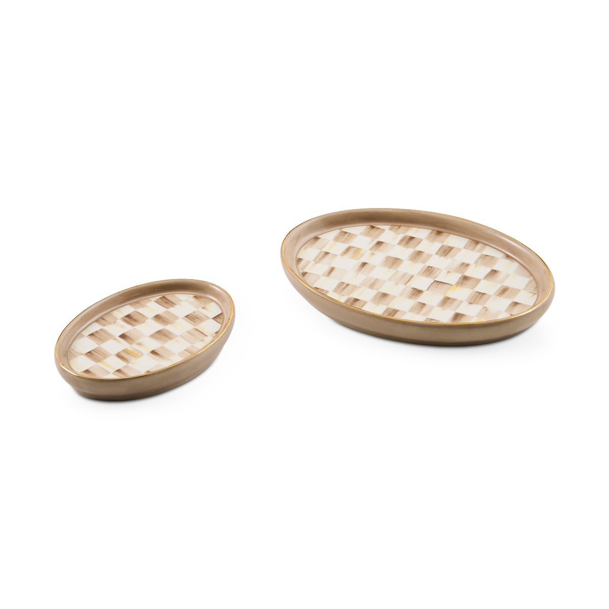Mocha Check Oval Trinket Dishes, Set of 2 - Image 3