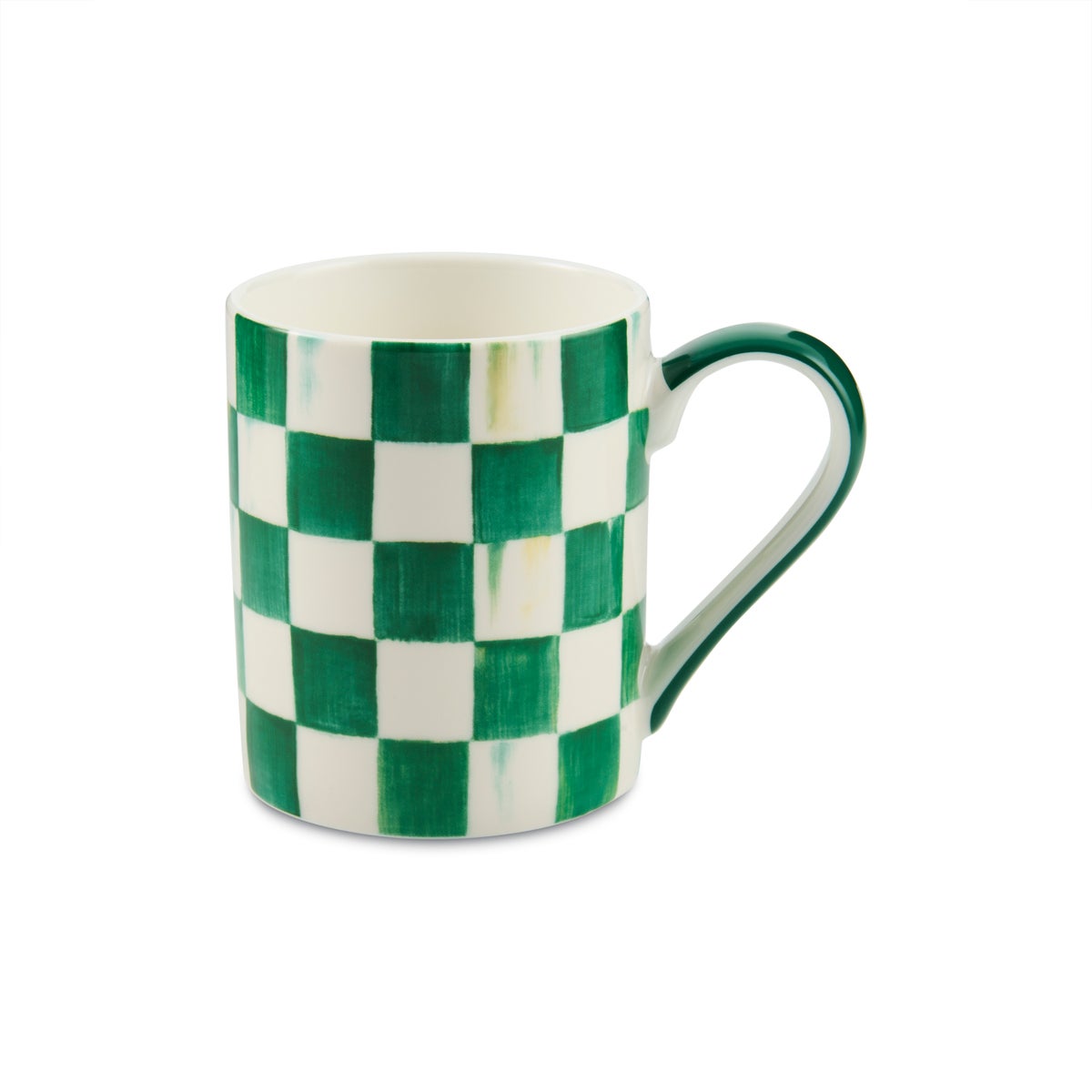 Emerald Check Porcelain Mug