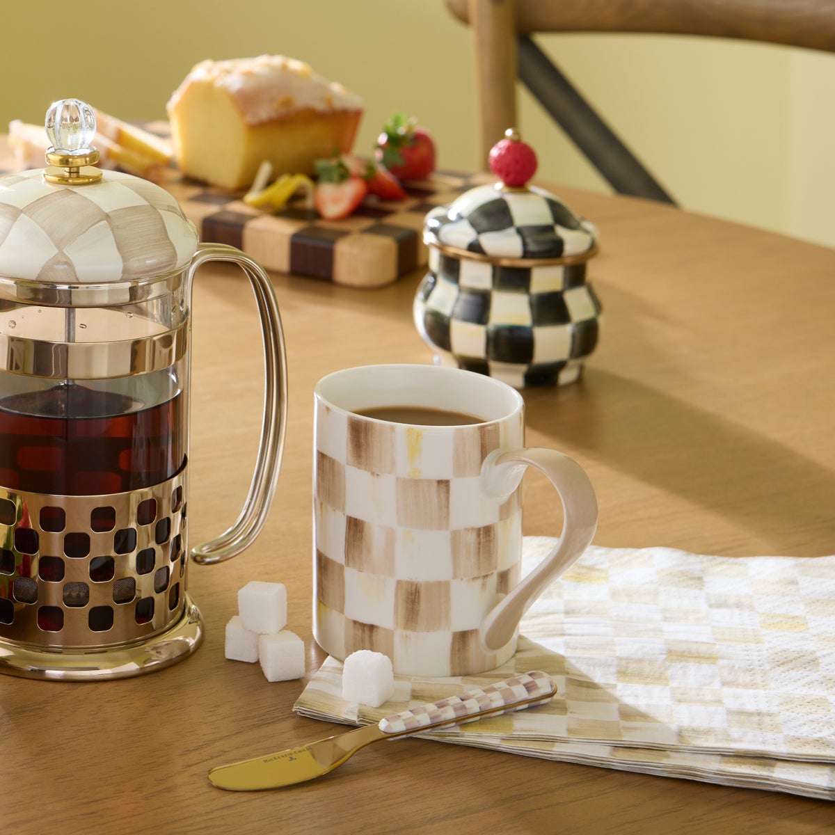 Mocha Check Porcelain Mug - Image 4