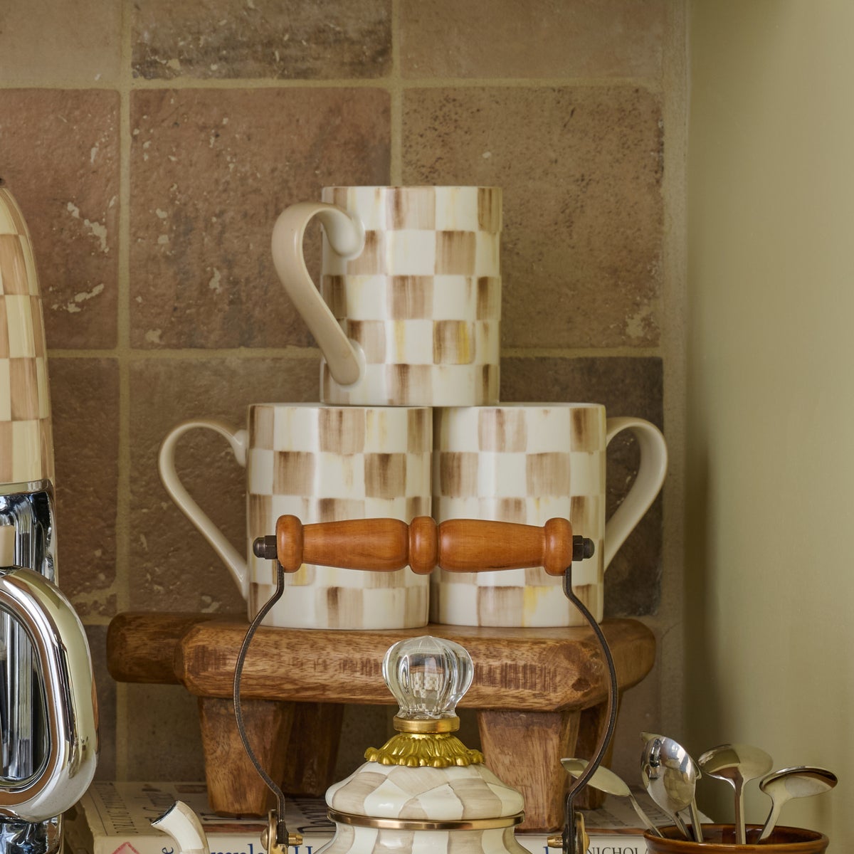Mocha Check Porcelain Mug - Image 8