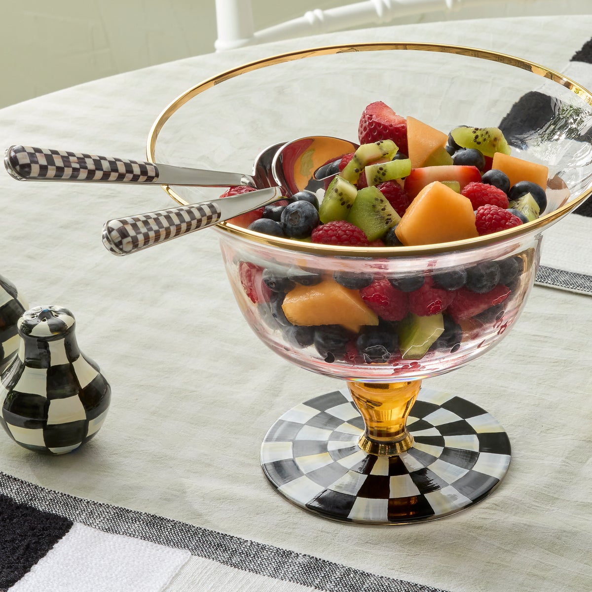Courtly Check Glass Pedestal Bowl - Image 2