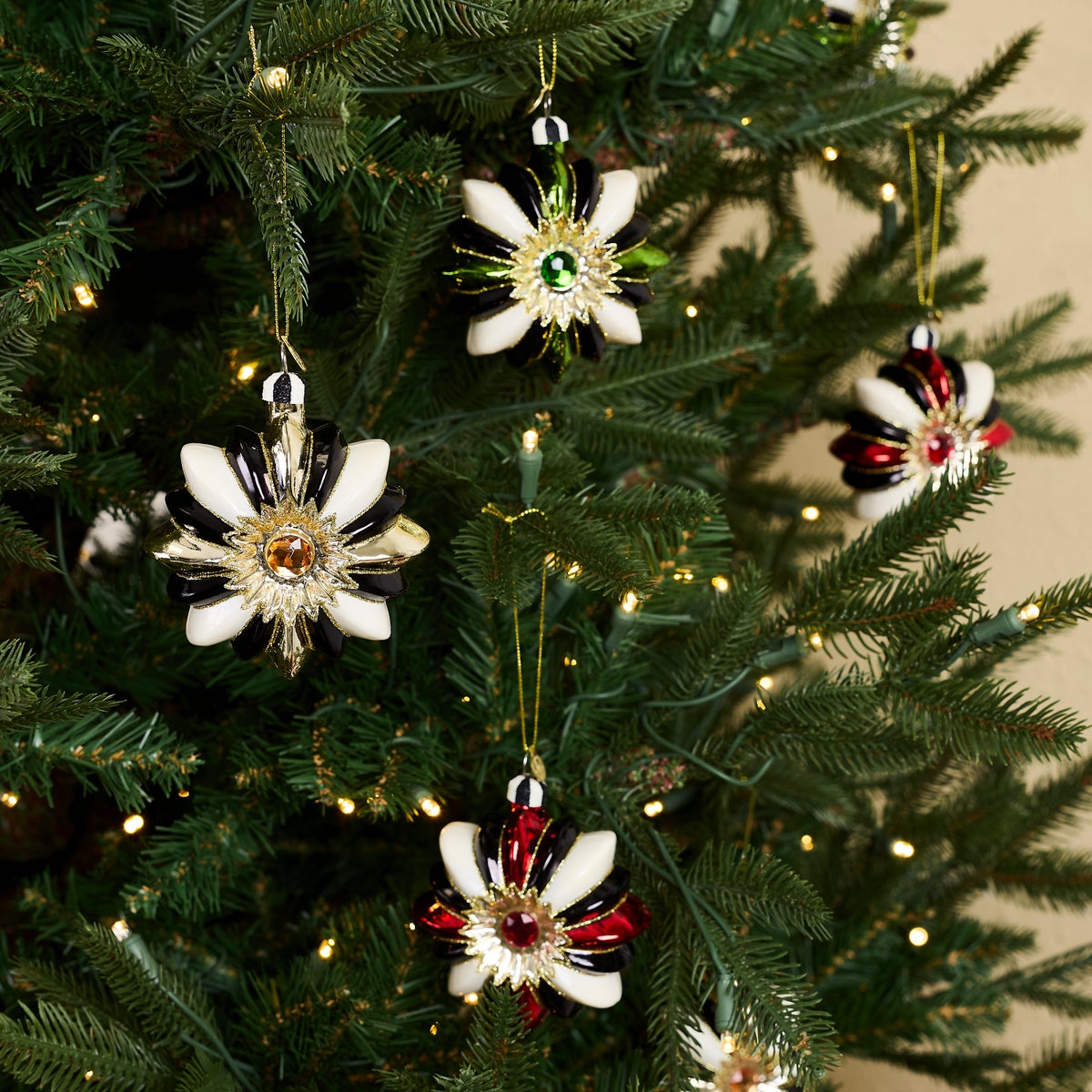 Traditional Reflector Star Glass Ornaments, Set of 6 - Image 2