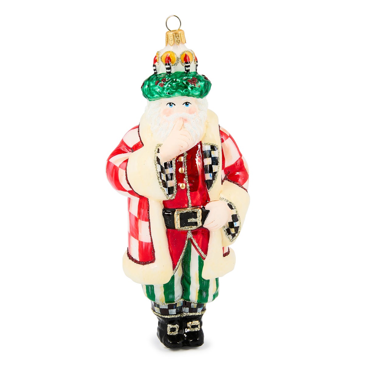Check It Out Santa Lucia Glass Ornament