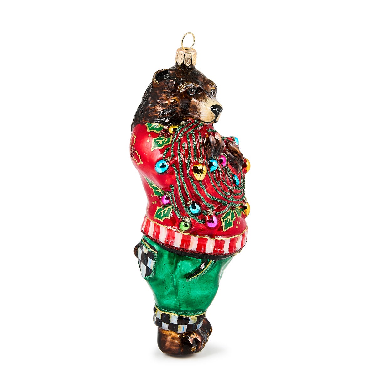 Deck The Halls Bear Glass Ornament - Image 3