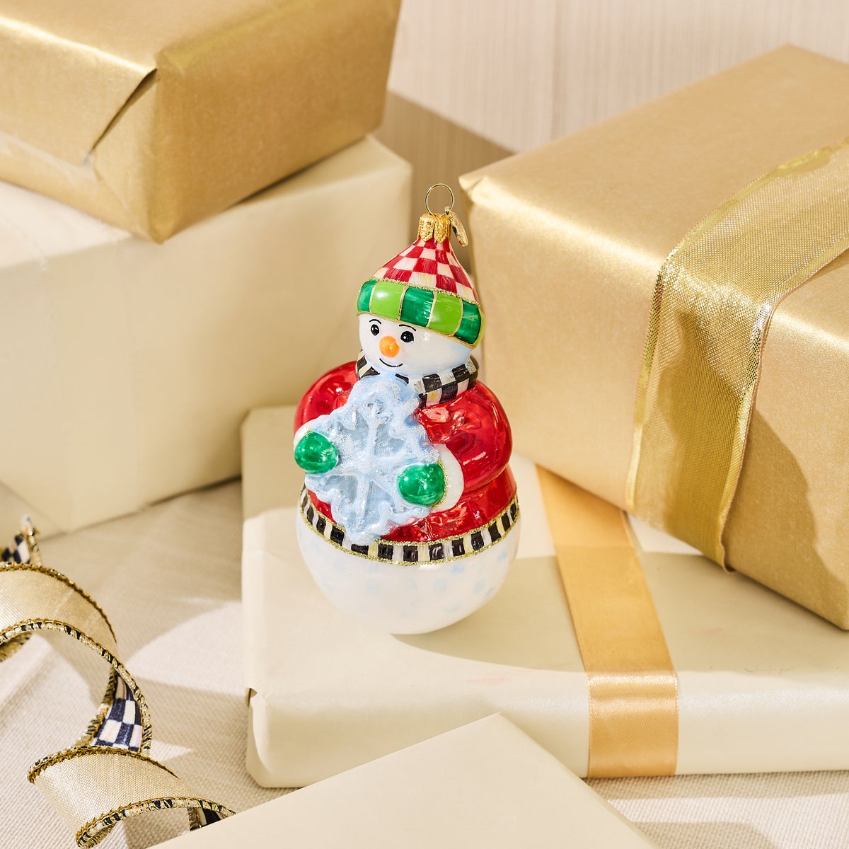 Snowflake Snowman Glass Ornament - Image 2