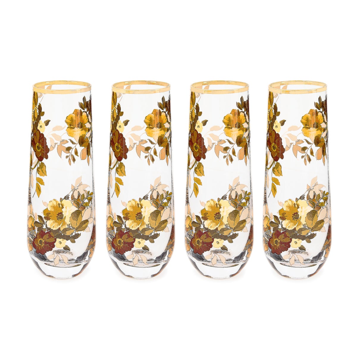 Wild Rose Stemless Flute, Set of 4