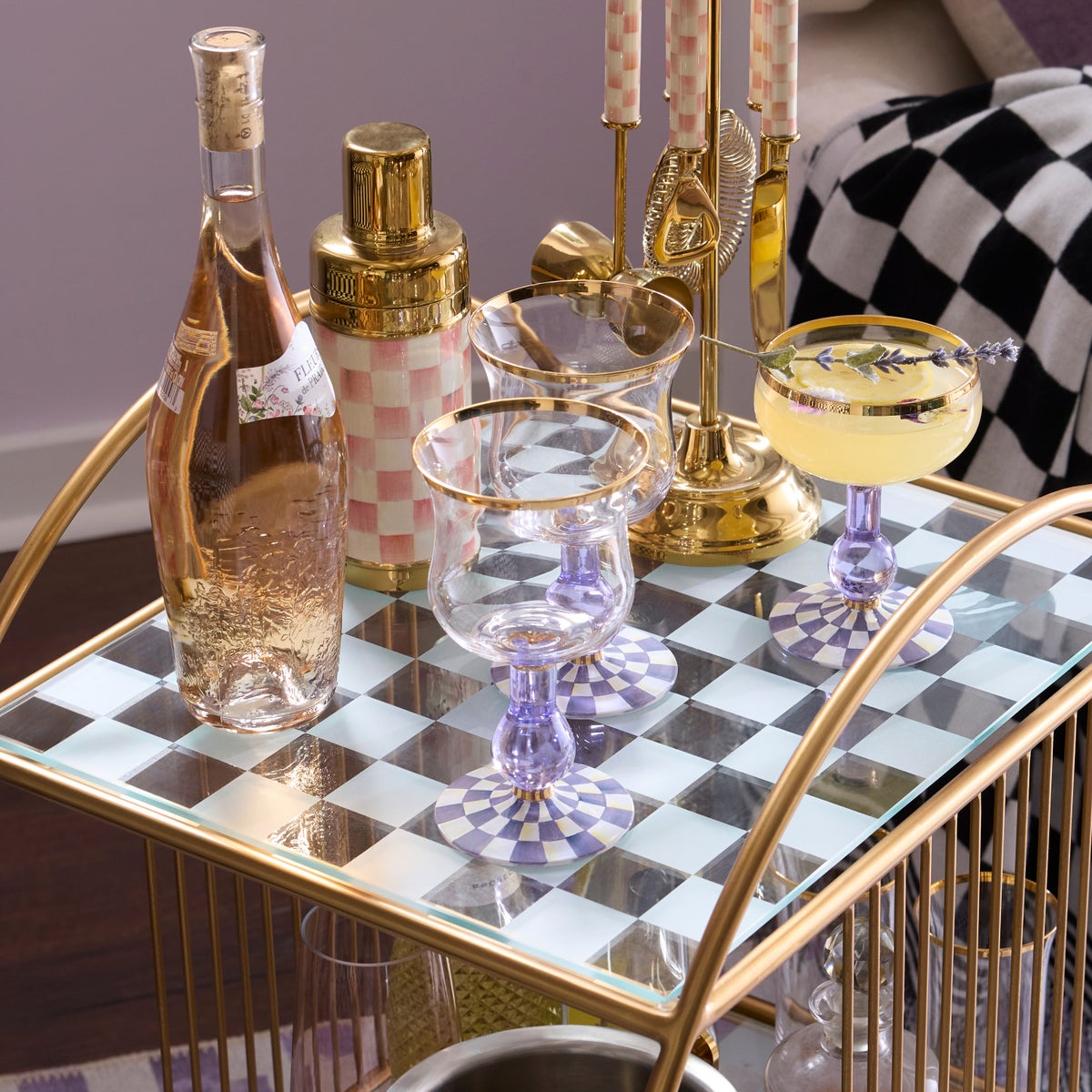 Violet Check Wine Glass - Image 2