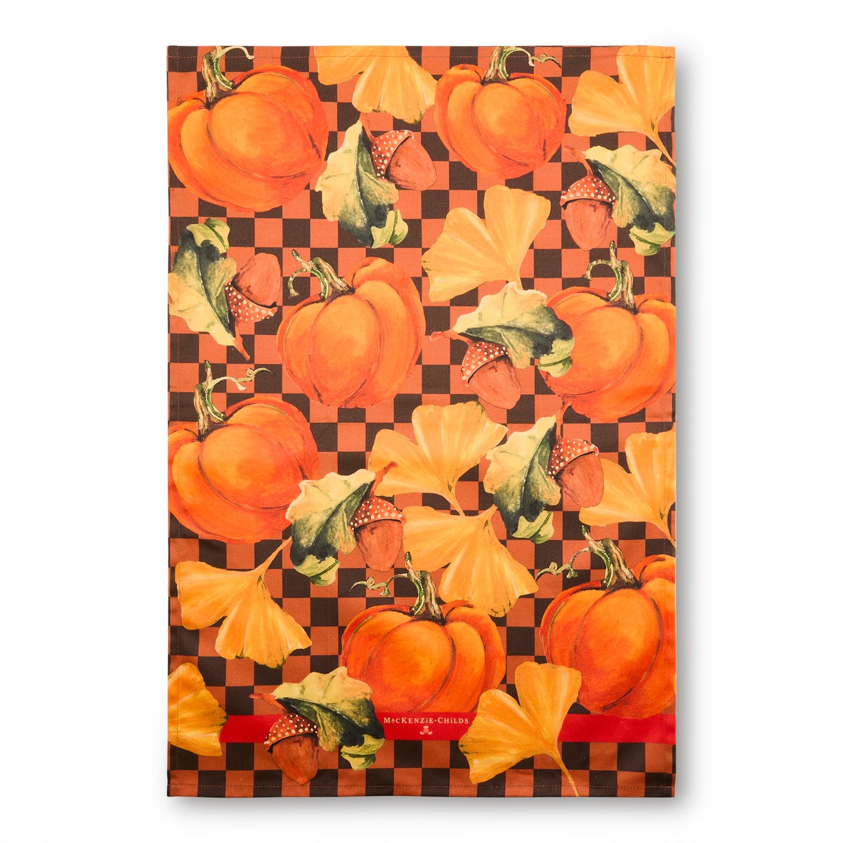 Checked Pumpkin Harvest Printed Dish Towel - Image 3