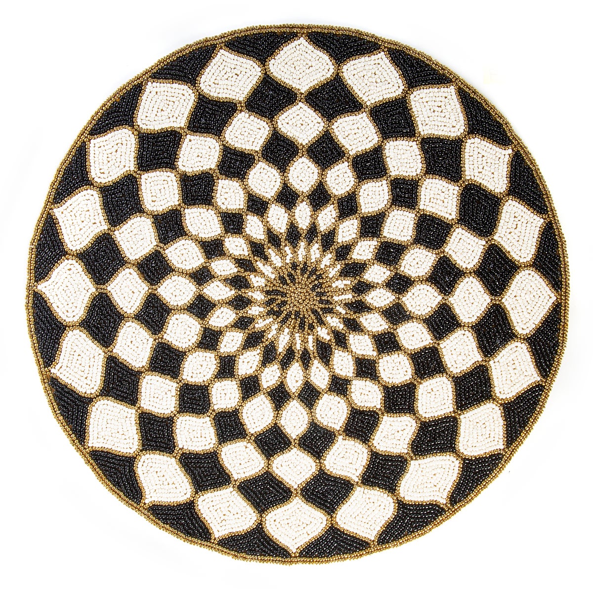 Kaleidoscope Black & Ivory Beaded Placemat