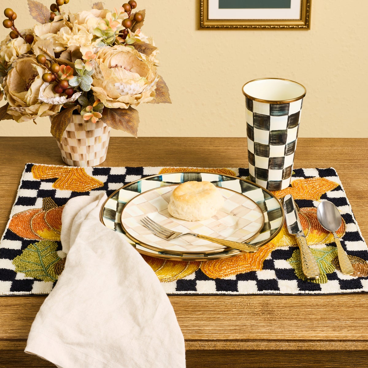 Checked Pumpkin Harvest Placemat - Image 2