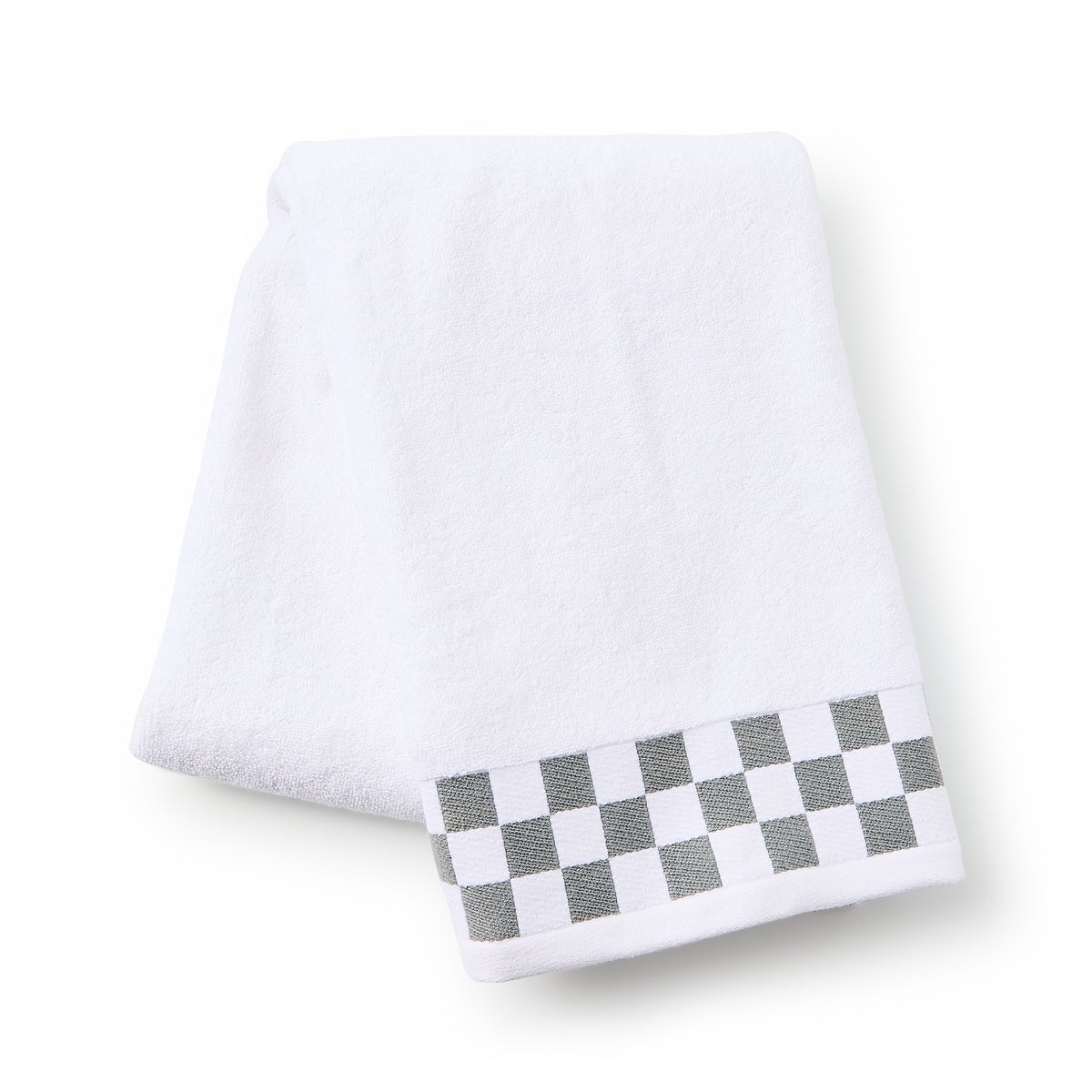 Bath Towel with Grey Check Border