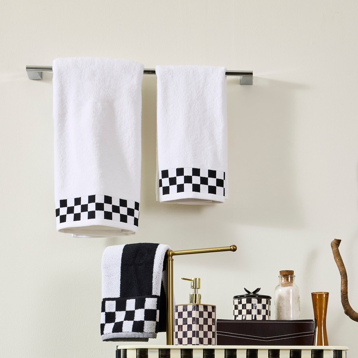 Hand Towel with Black Check Border - Image 4
