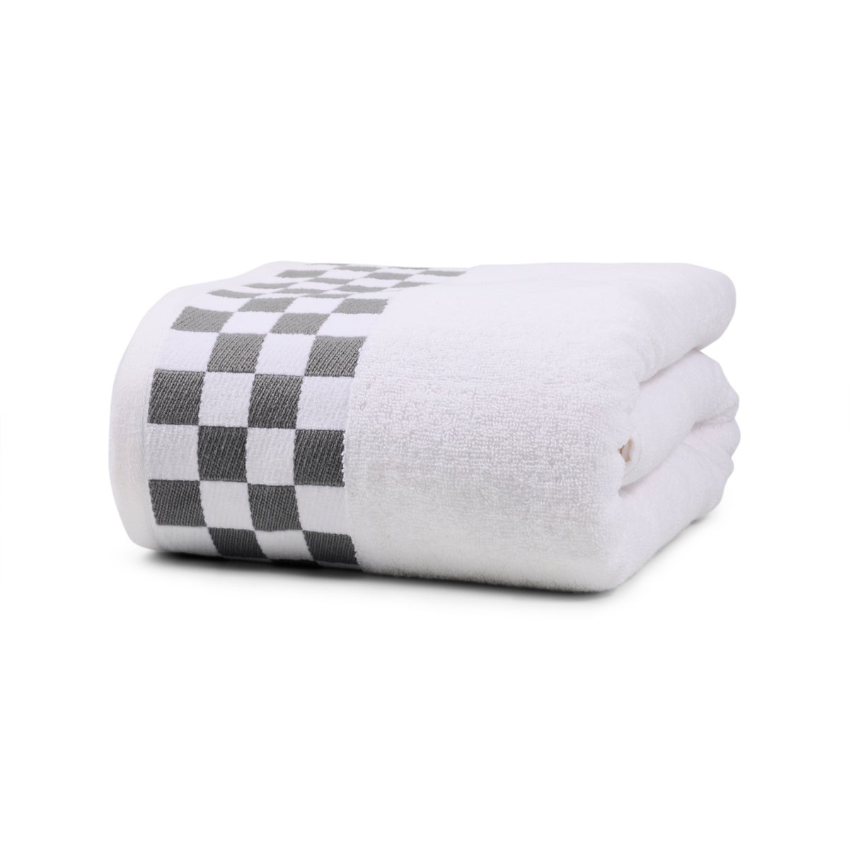 Bath Sheet with Grey Check Border