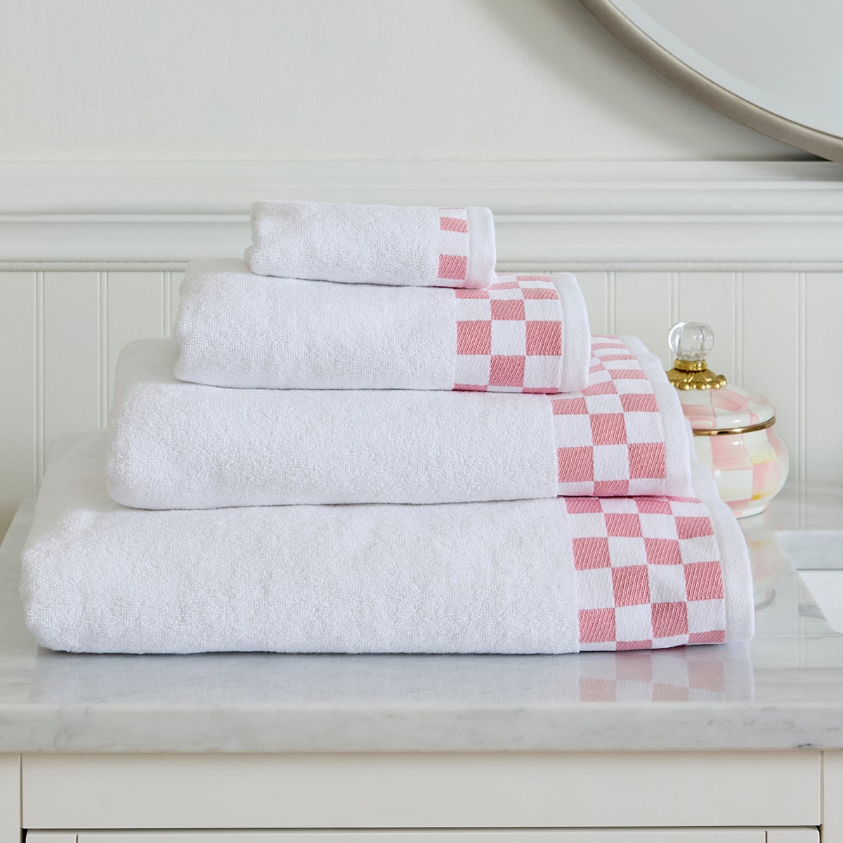 Bath Sheet with Rose Check Border - Image 2