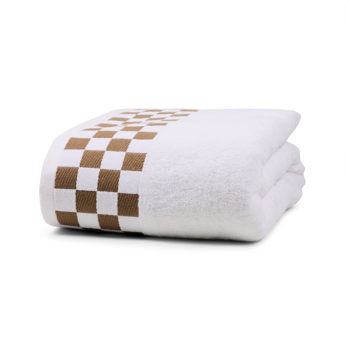 Bath Sheet with Mocha Check Border