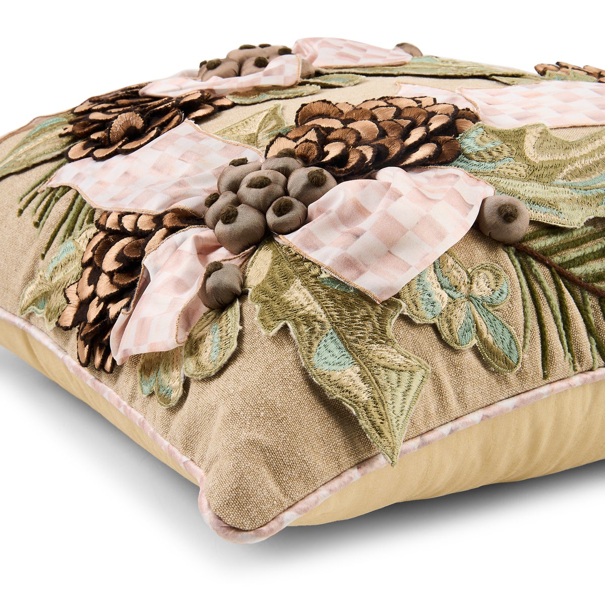 Mocha Holly Holiday Throw Pillow - Image 2