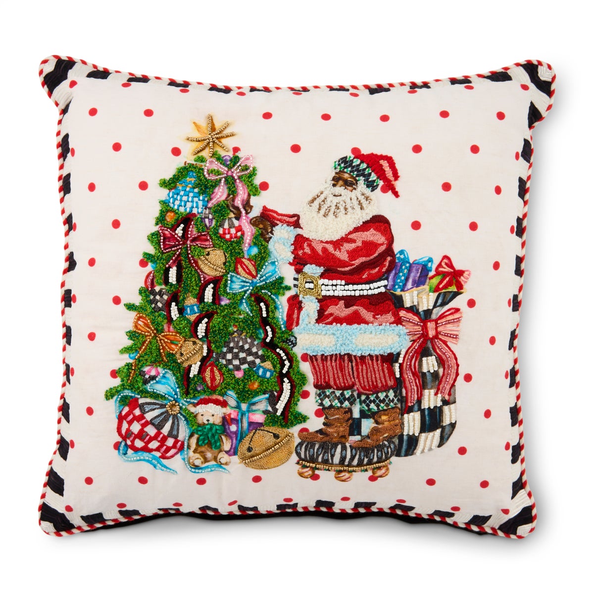 Tree Trimming Santa Throw Pillow