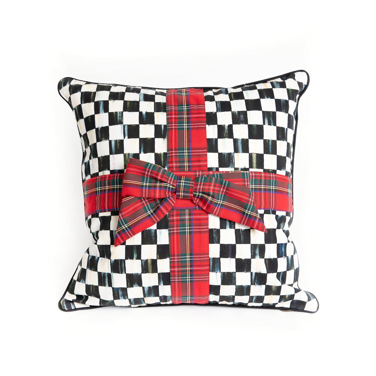 Courtly Check Tartan Bow Throw Pillow