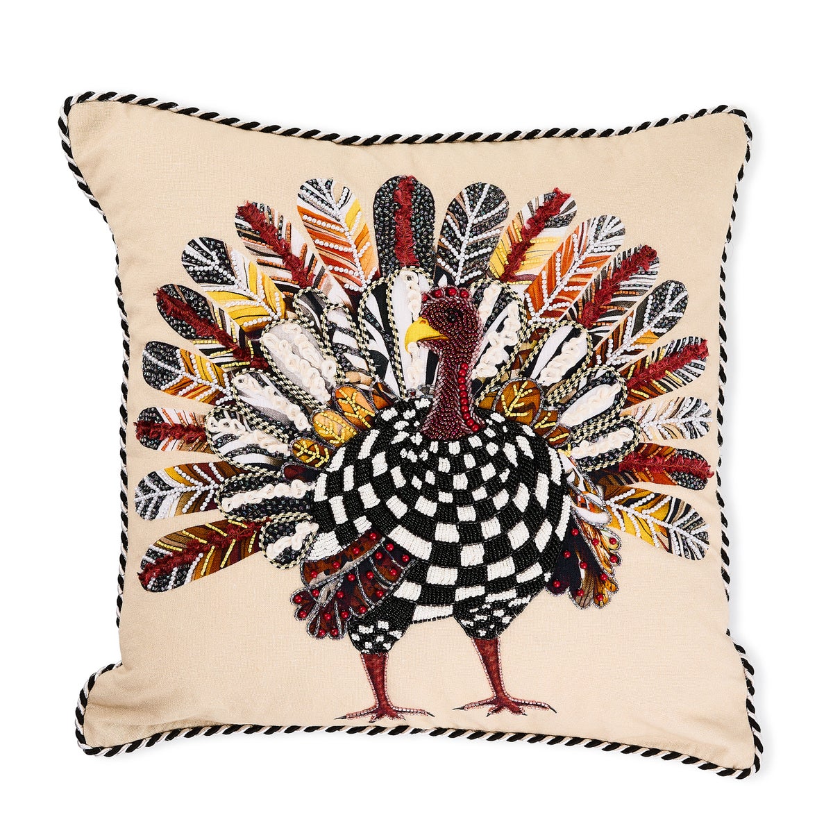 Checked Turkey Throw Pillow