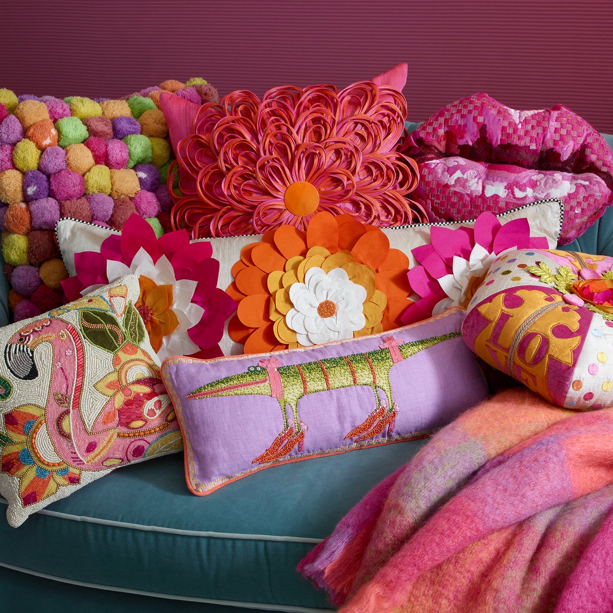 Patience Brewster Gloria Alligator Lumbar Pillow - Image 2