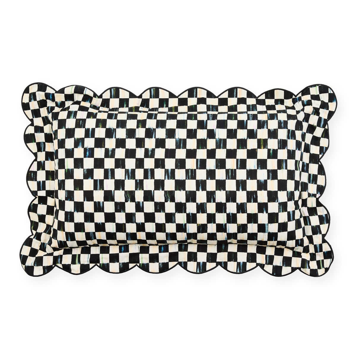 Courtly Check Reversible Scalloped Lumbar Throw Pillow