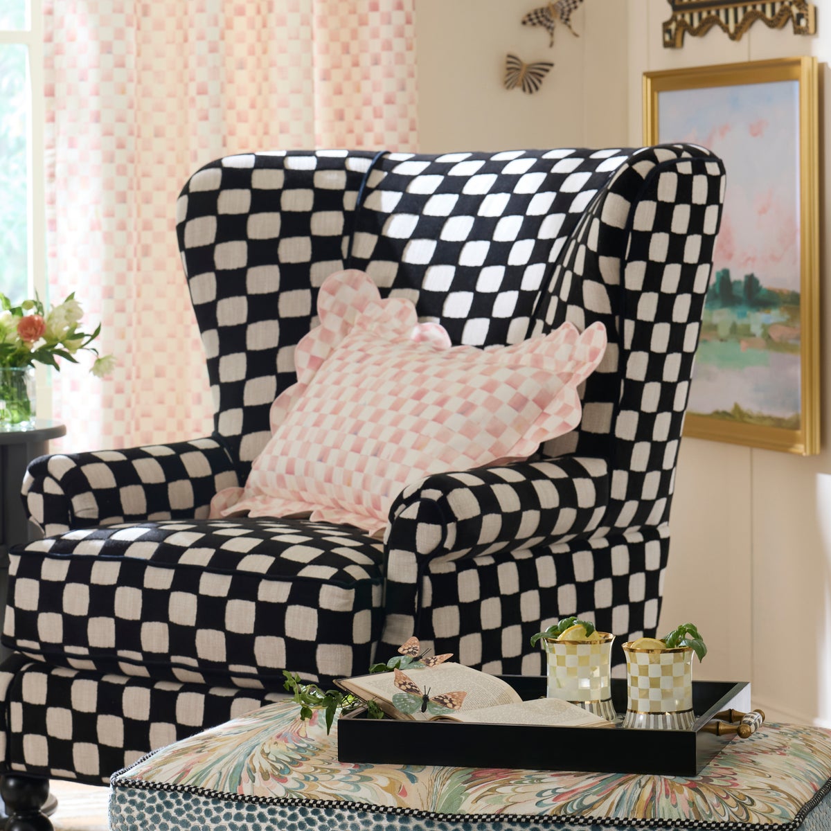 Rosy Check Reversible Scalloped Lumbar Throw Pillow - Image 2