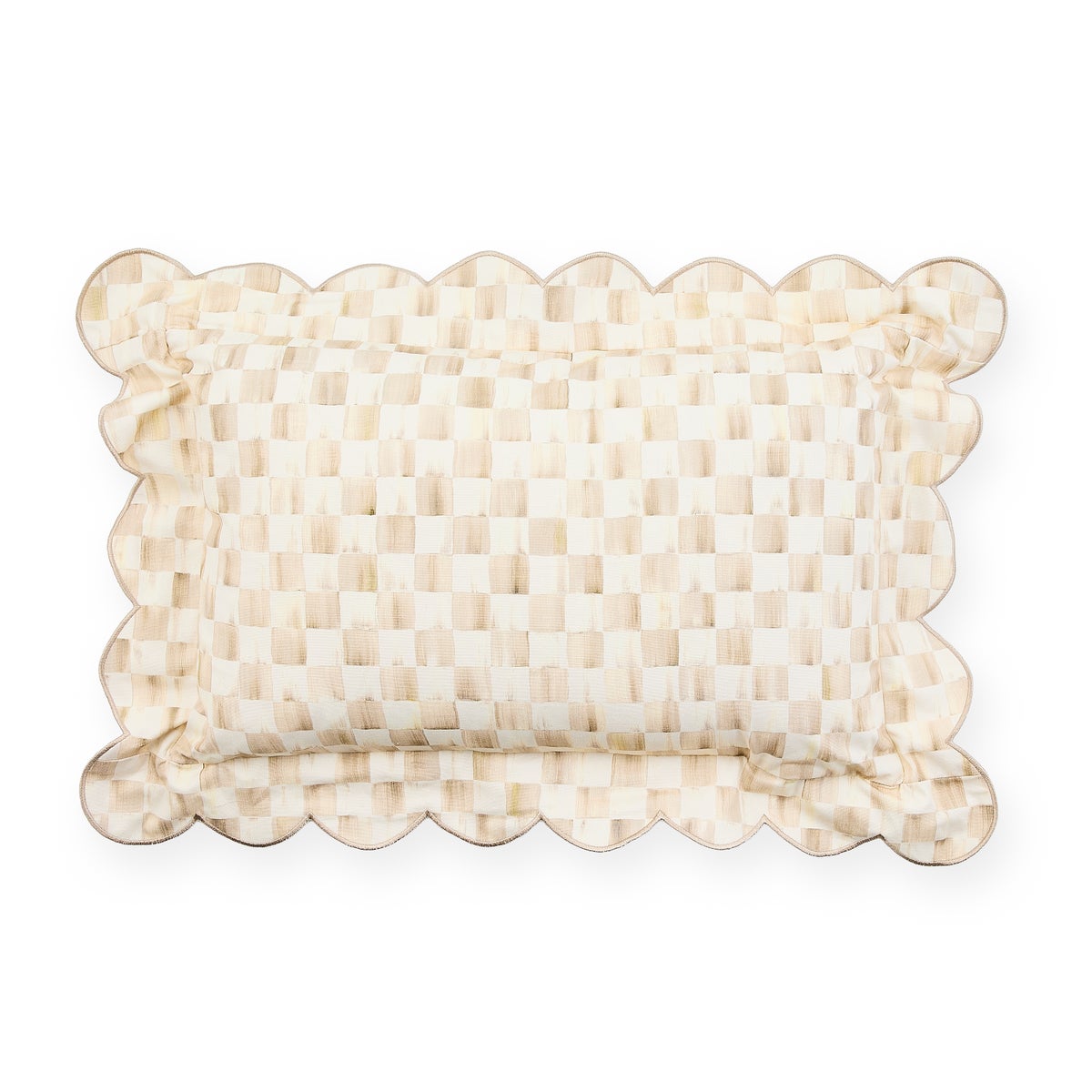 Mocha Check Reversible Scalloped Lumbar Throw Pillow