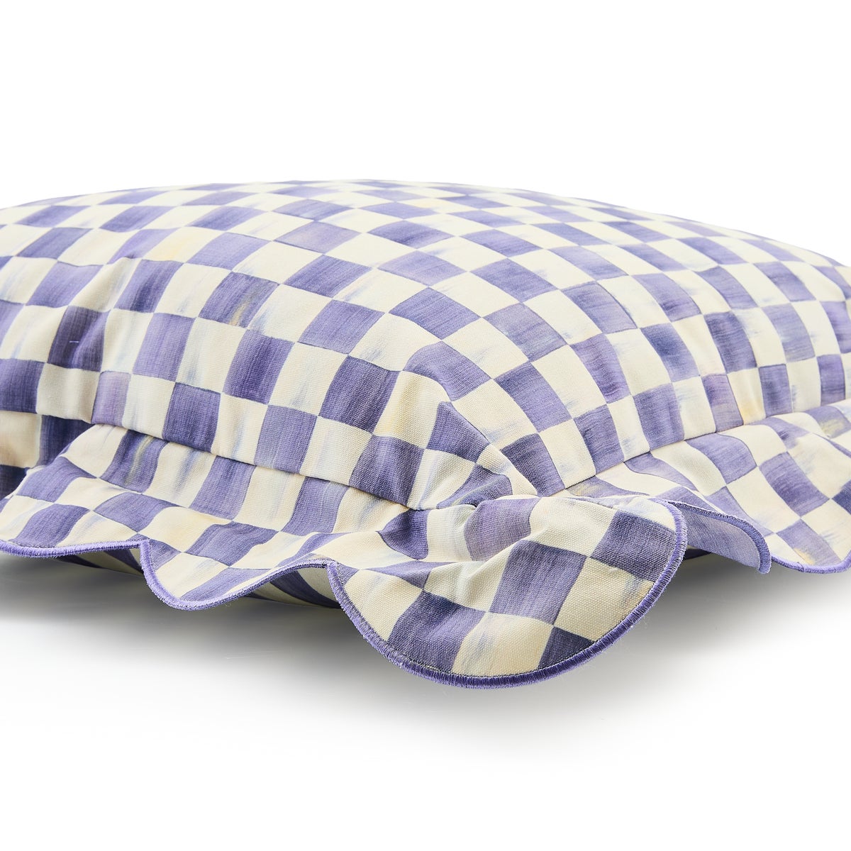 Violet Check Reversible Scalloped Throw Pillow - Image 7