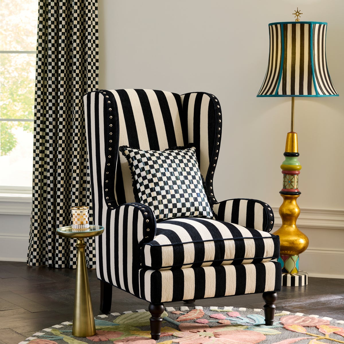 Courtly Check Ruffled Square Throw Pillow - Image 2