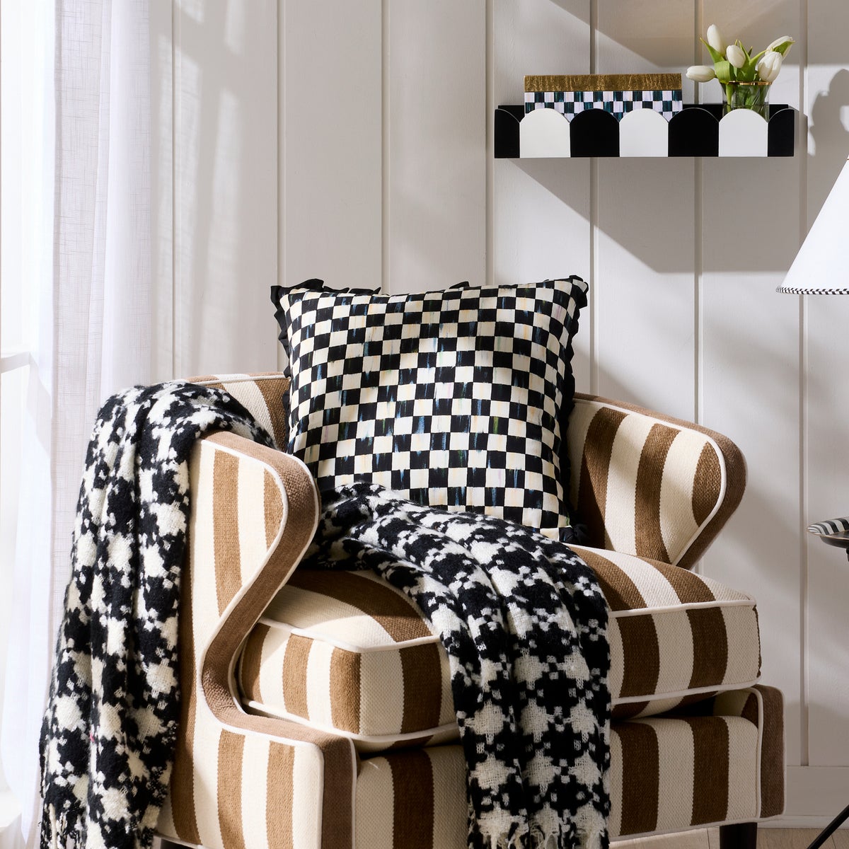 Courtly Check Ruffled Square Throw Pillow - Image 5