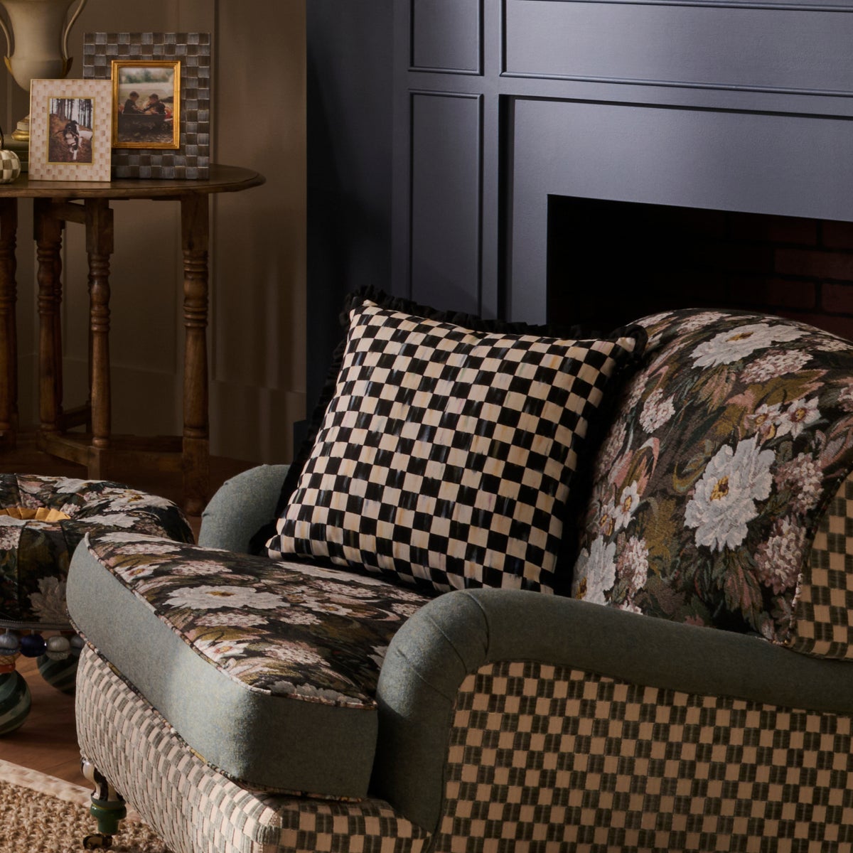 Courtly Check Ruffled Square Throw Pillow - Image 6