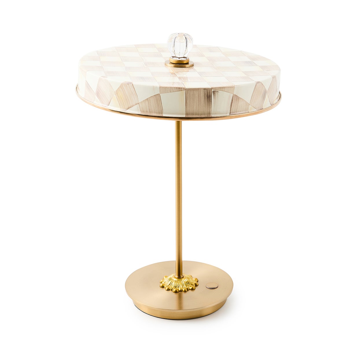 Mocha Check LED Rechargeable Disk Table Lamp