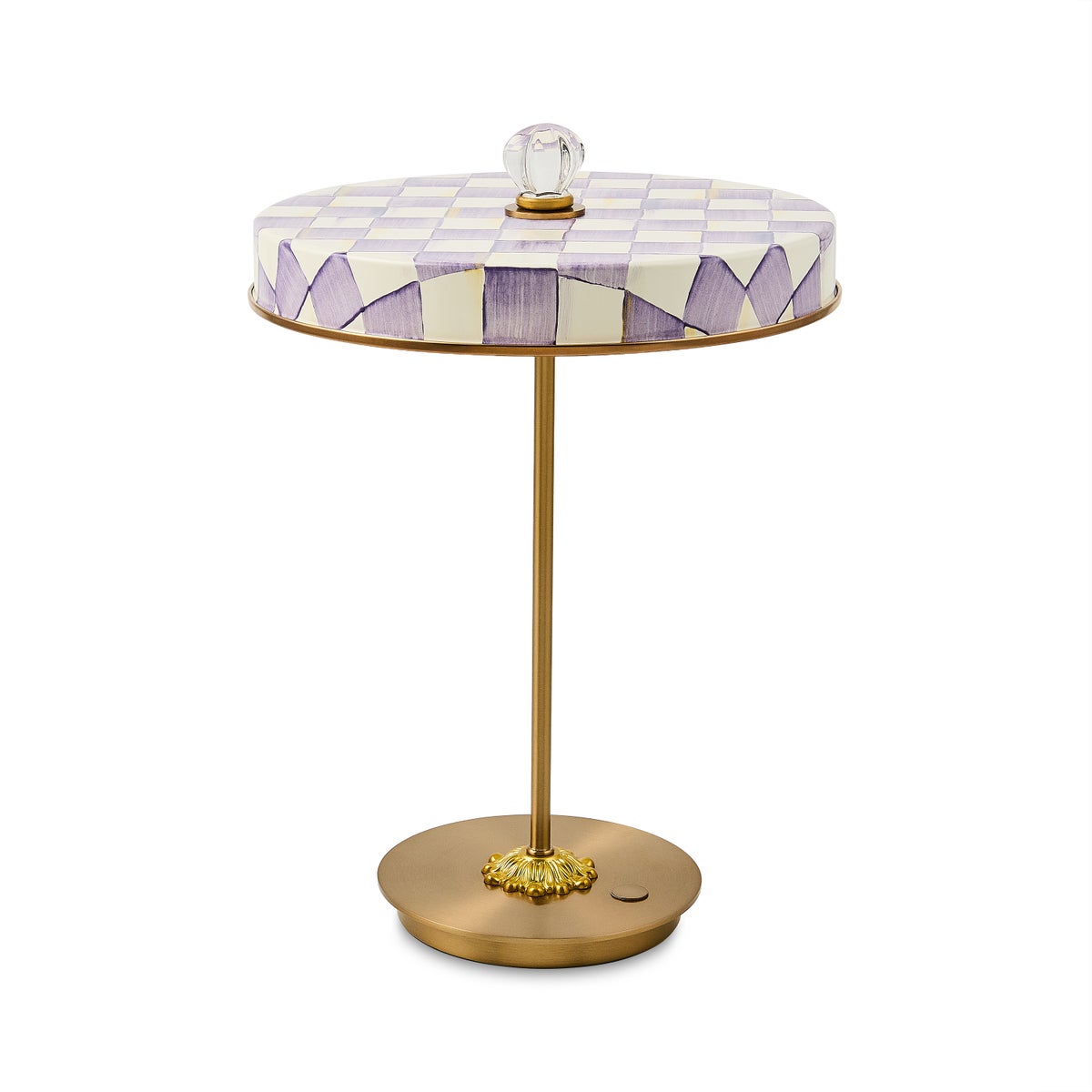 Violet Check LED Rechargeable Disk Table Lamp