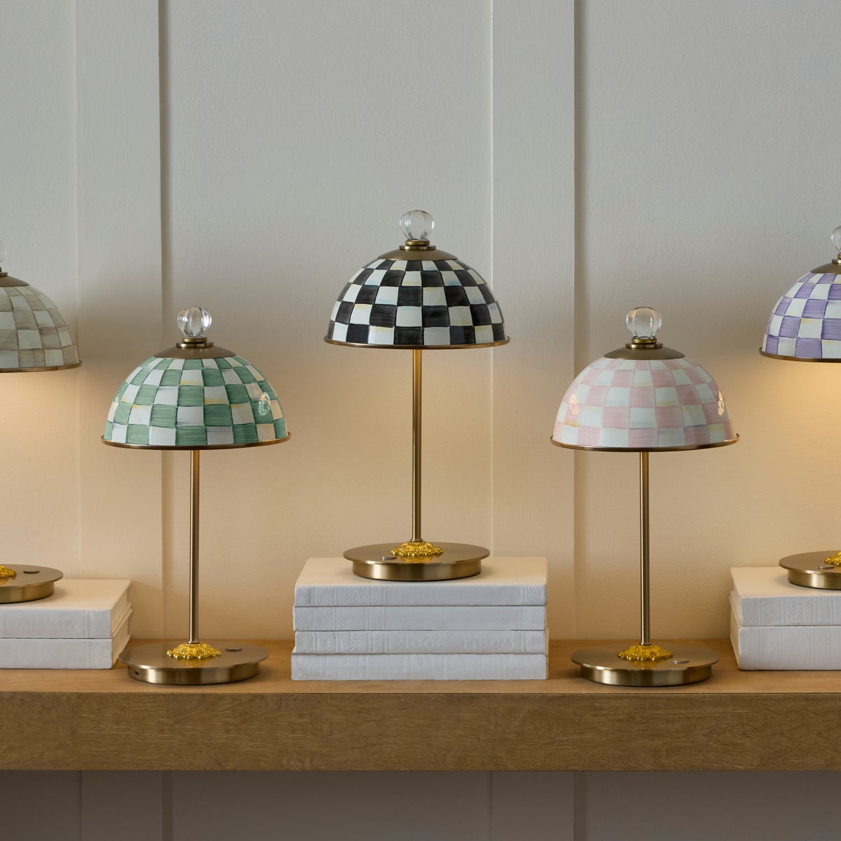 Courtly Check LED Rechargeable Dome Table Lamp - Image 2