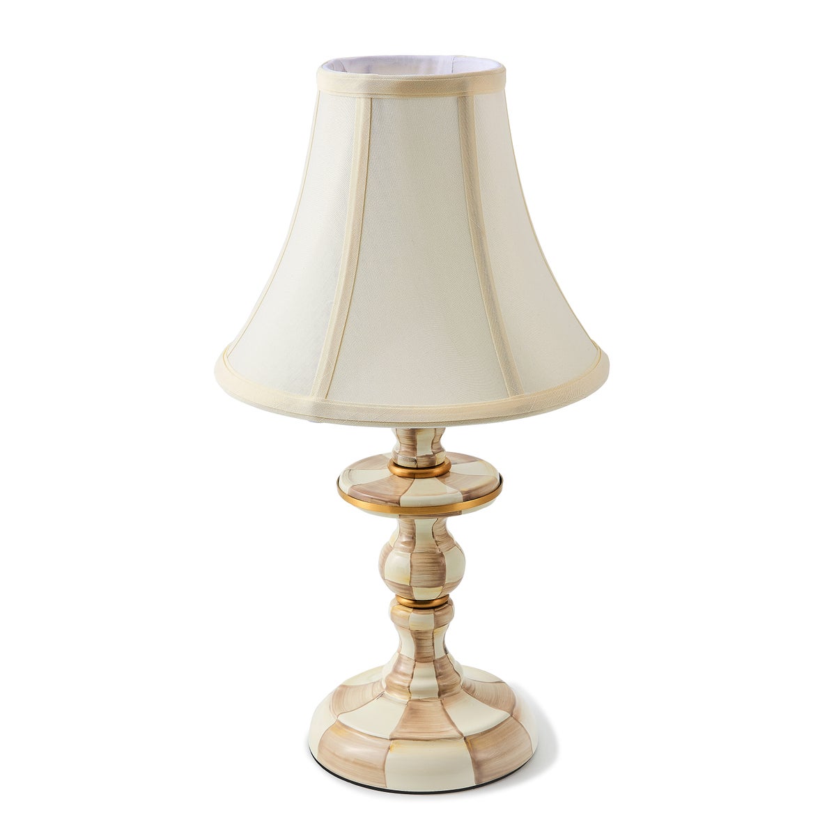 Mocha Check Candlestick Lamp