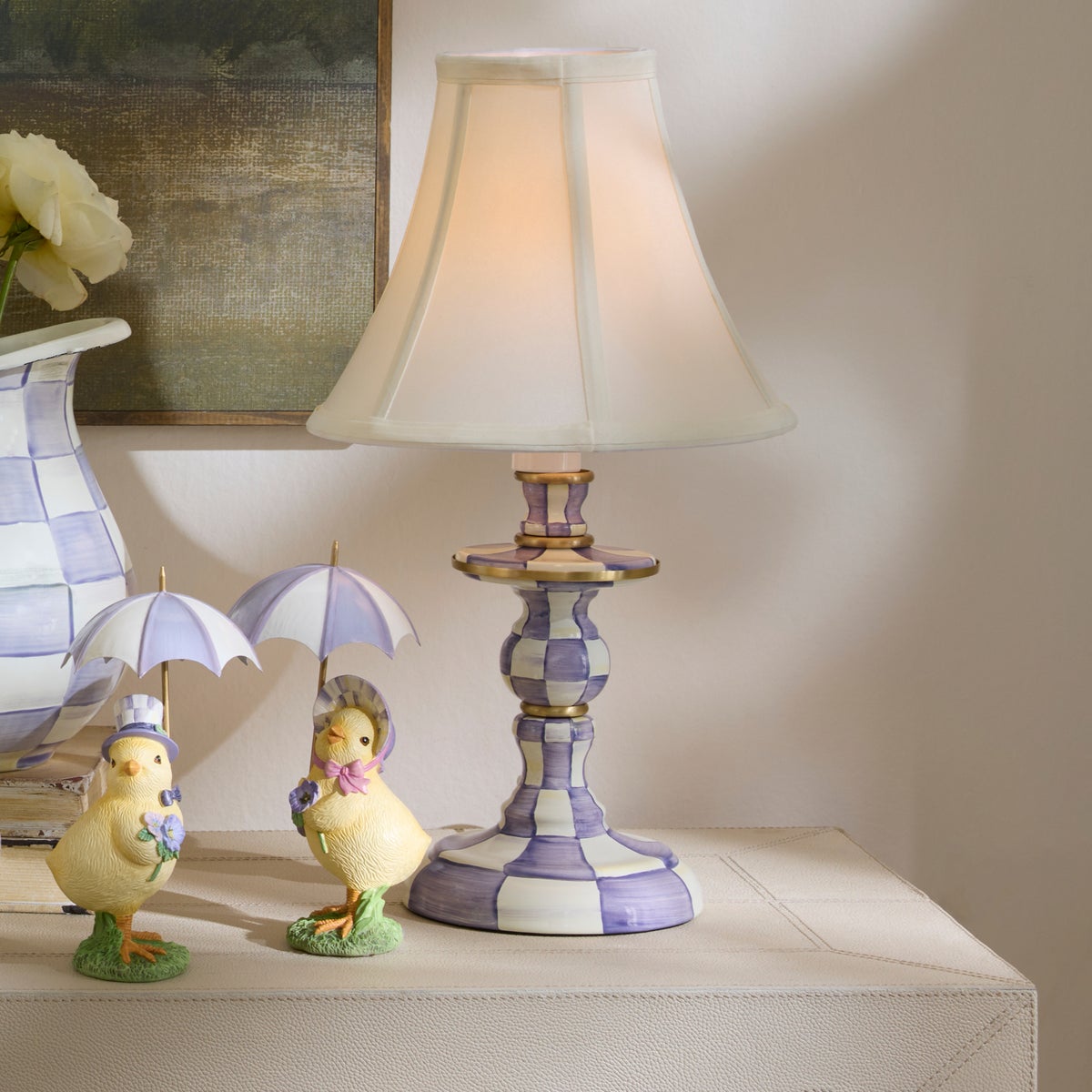 Violet Check Candlestick Lamp - Image 4