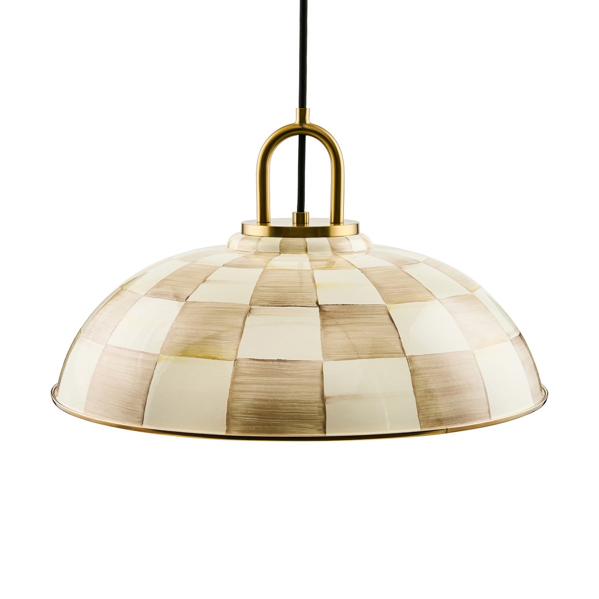 Mocha Check 18" Dome Pendant Lamp