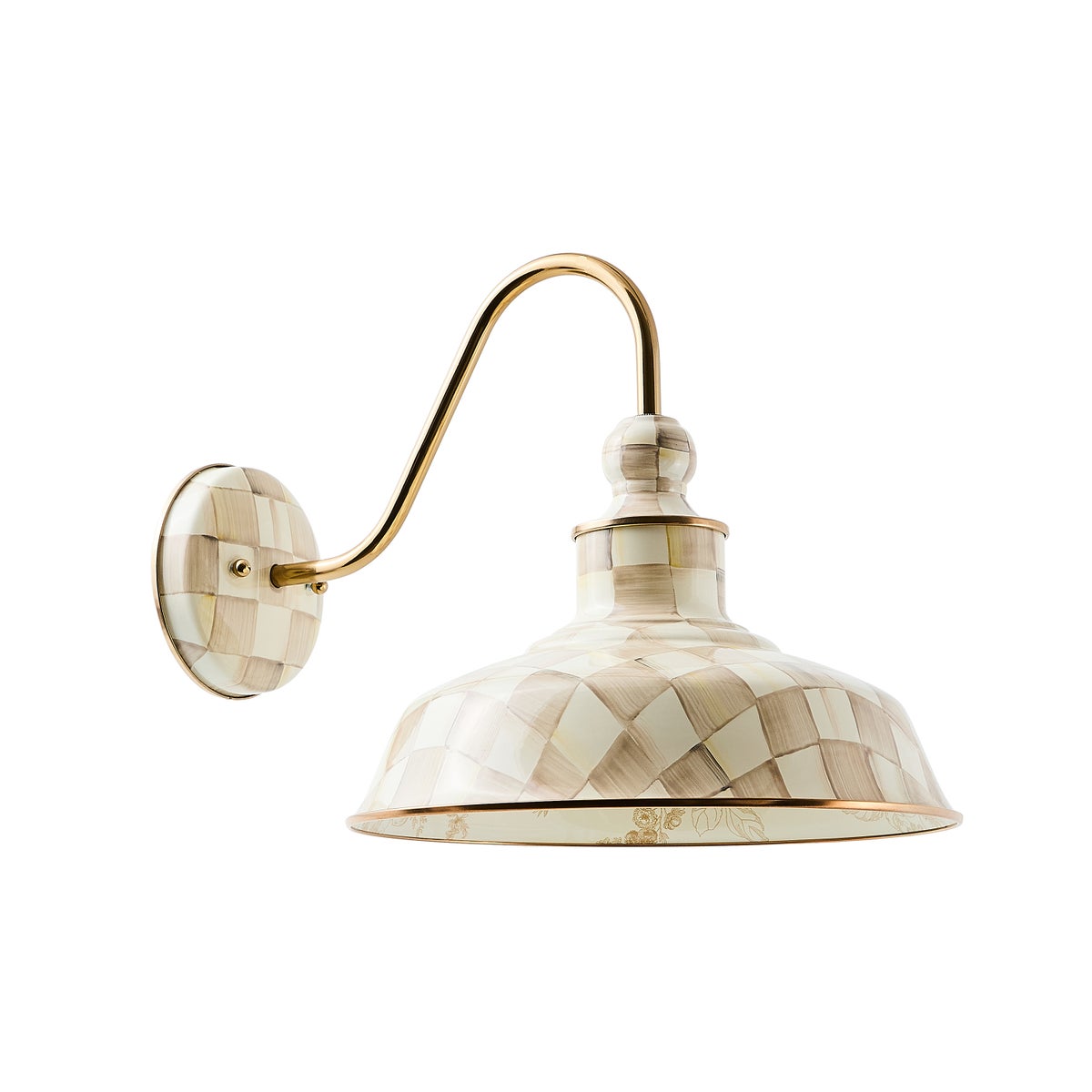 Mocha Check 12" Barn Sconce