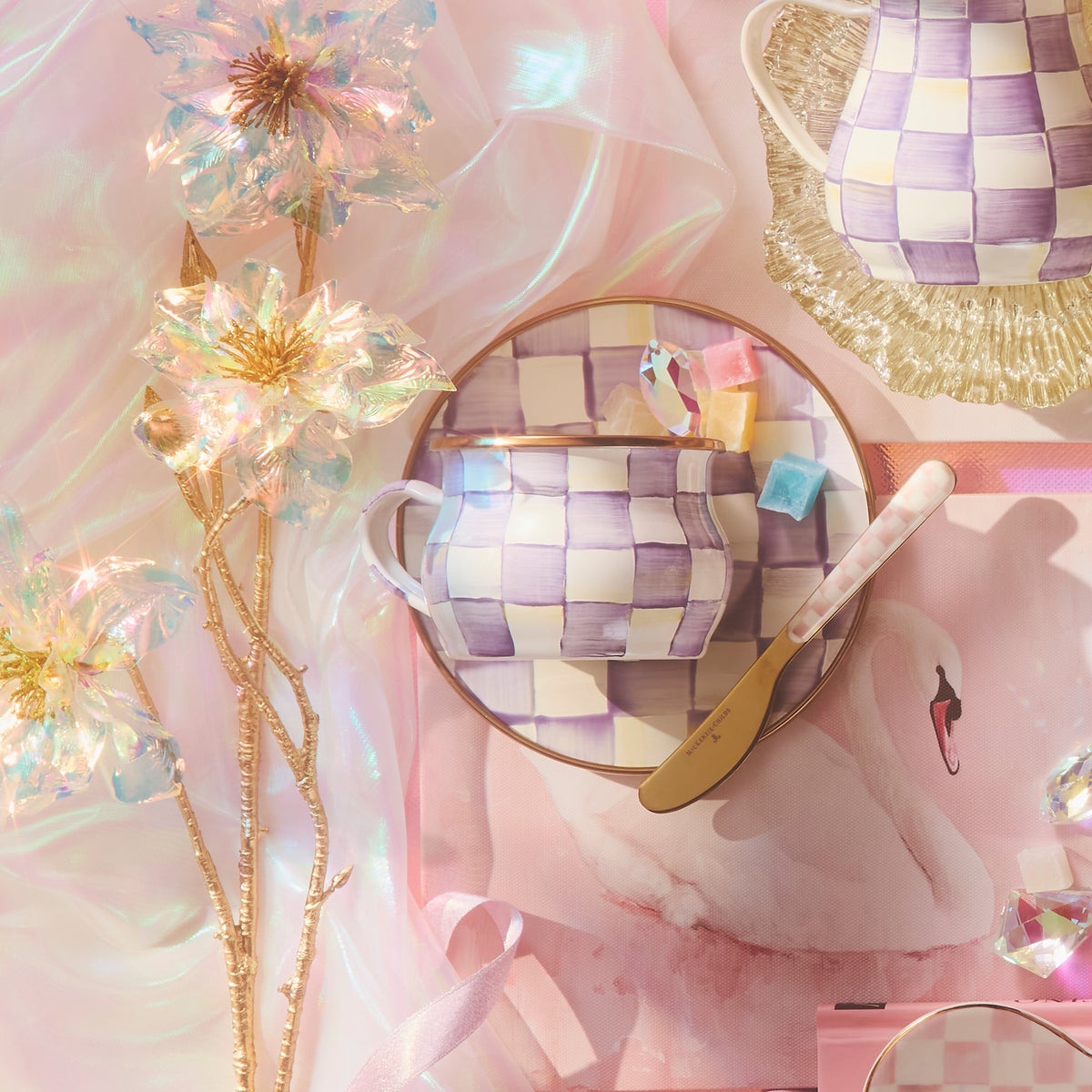 Violet Check Teacup - Image 2