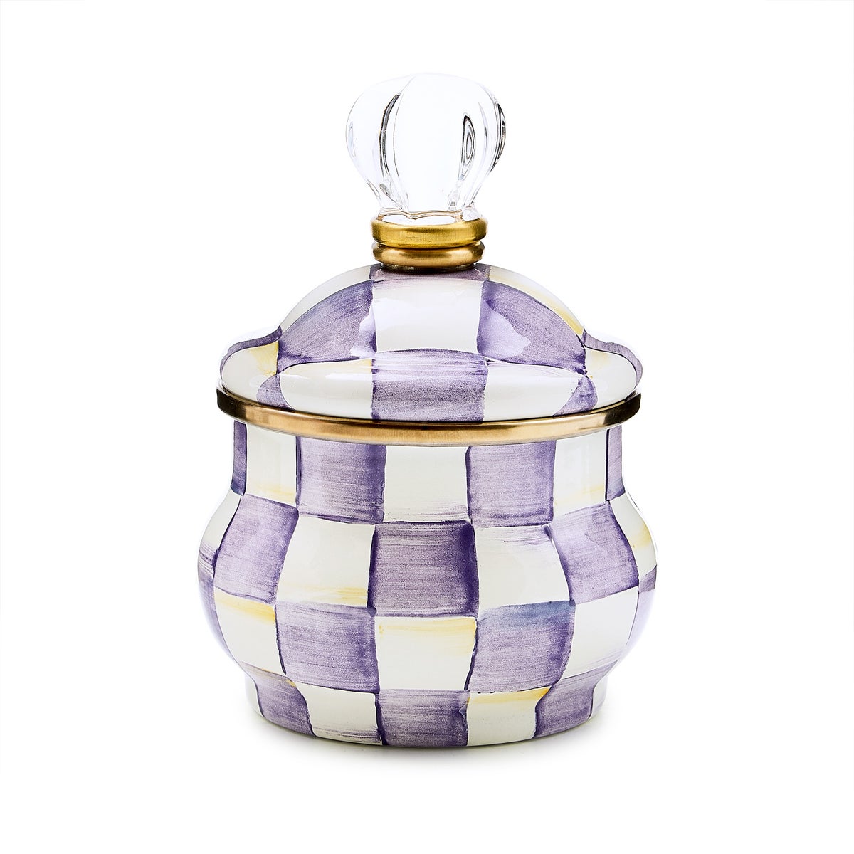 Violet Check Lidded Sugar Bowl