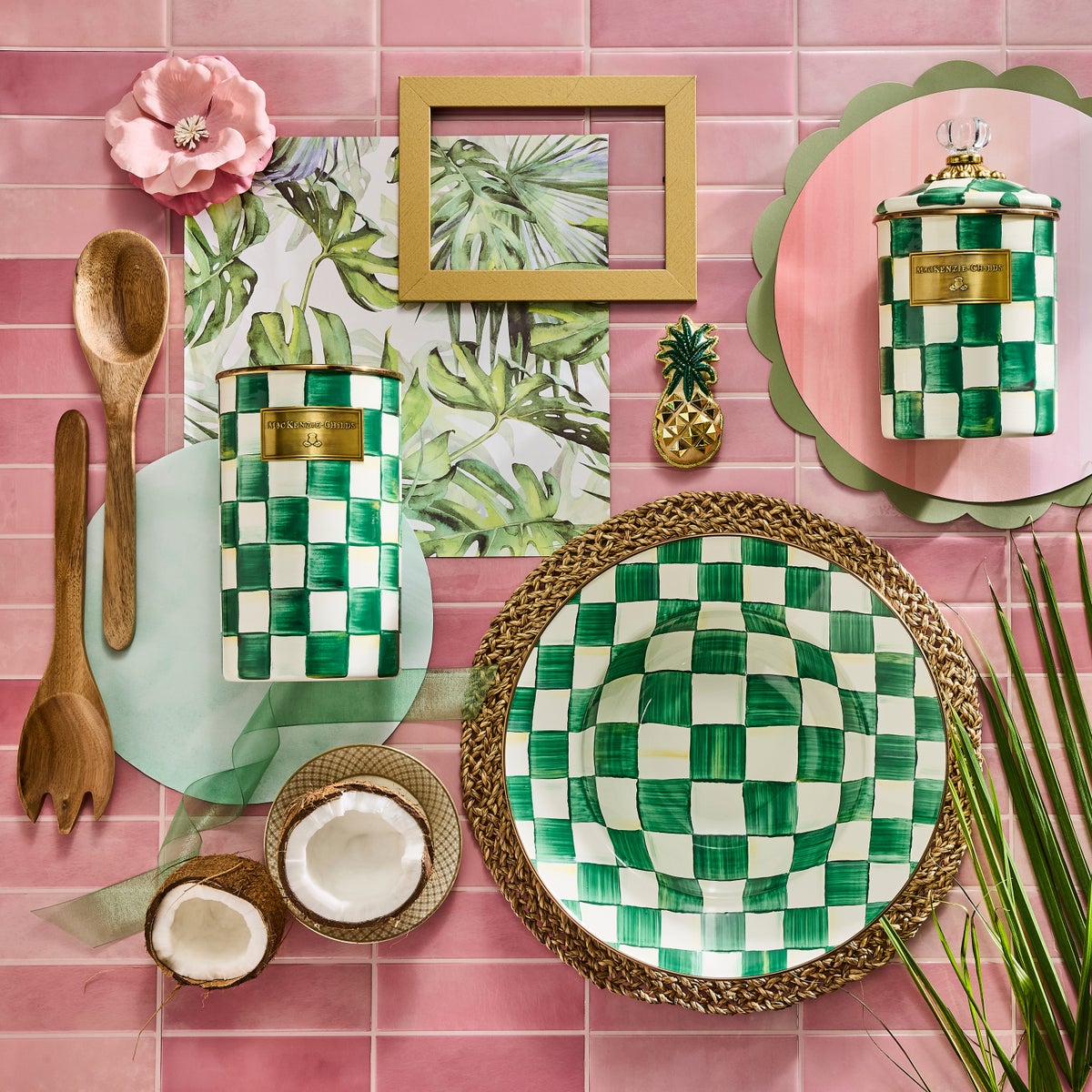 Emerald Check Salad Serving Set - Image 3